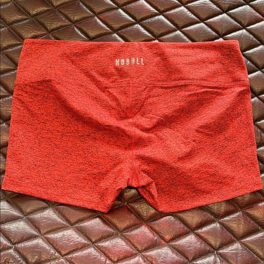 NOBULL Women's Heathered Red Athletic Shorts - Picture 2 of 3